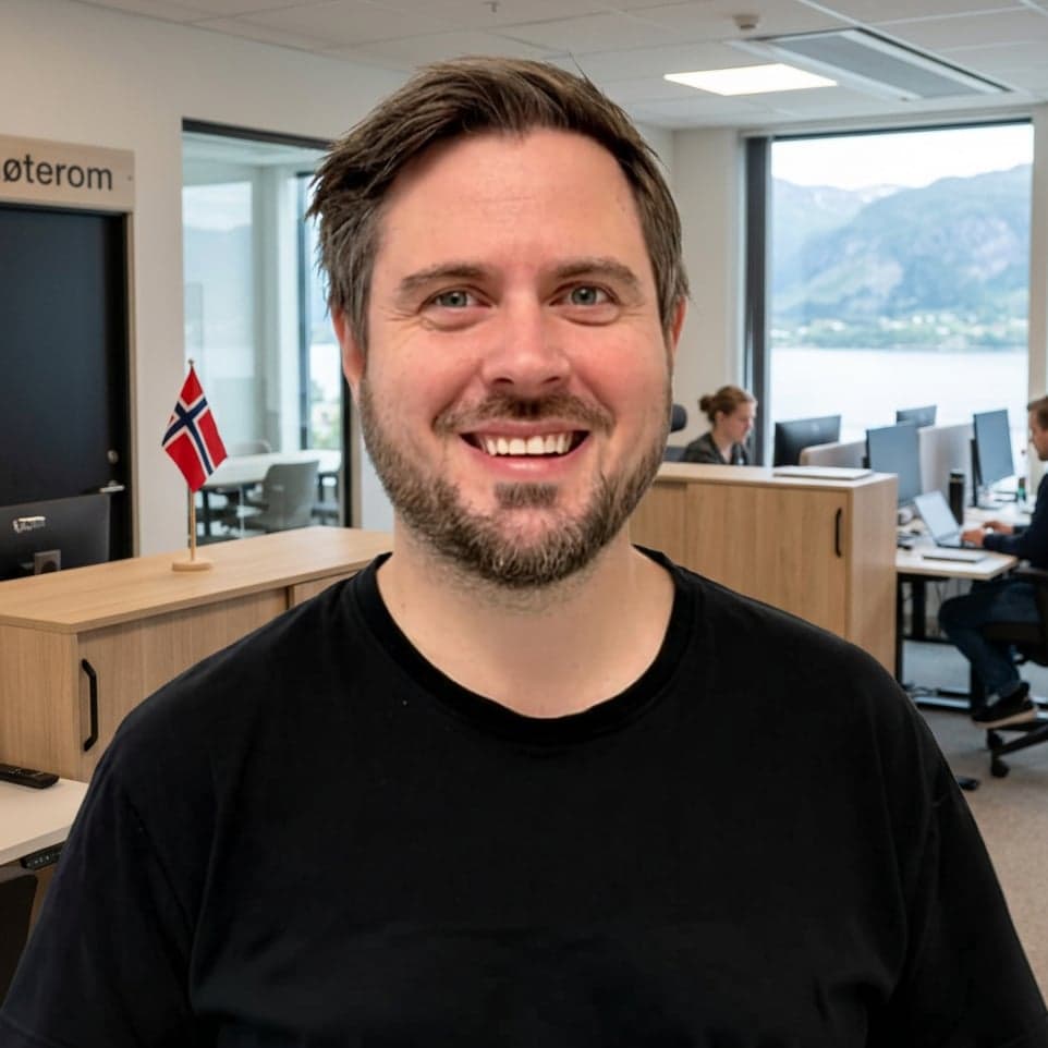 Torstein Gustavsen, CEO of Vadio, smiling in the office