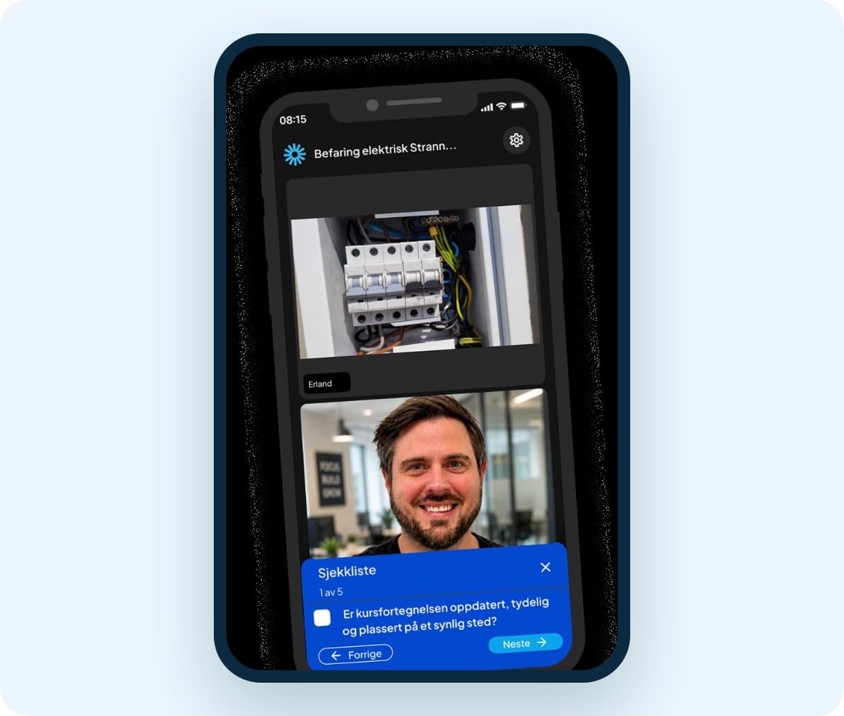 An inspection in the Vadio app with the checklist and photos per item